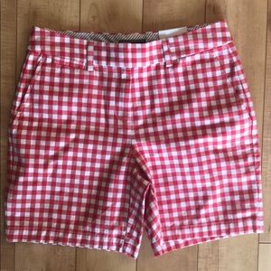 Land’s End Red Check Shorts Mid-Rise NWT